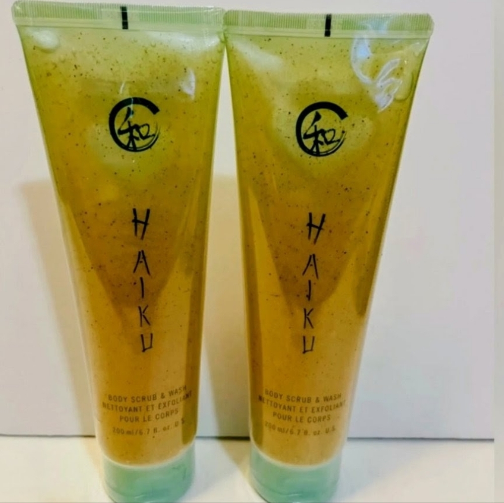 Set Of TWO Avon HAIKU Body Wash & Scrubs 300ml Each